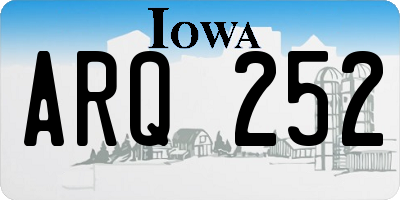 IA license plate ARQ252