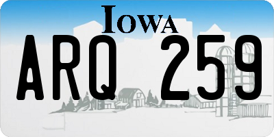 IA license plate ARQ259