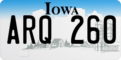 IA license plate ARQ260