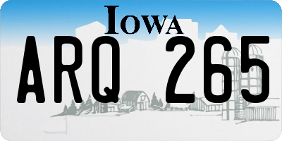 IA license plate ARQ265