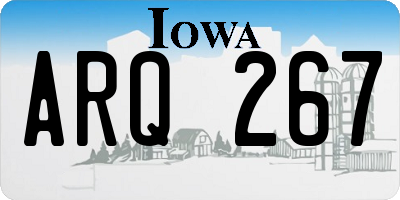 IA license plate ARQ267