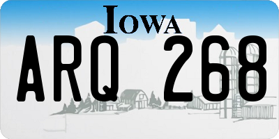 IA license plate ARQ268