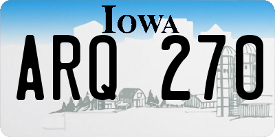 IA license plate ARQ270