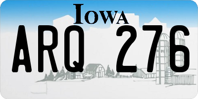 IA license plate ARQ276