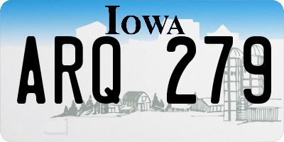 IA license plate ARQ279