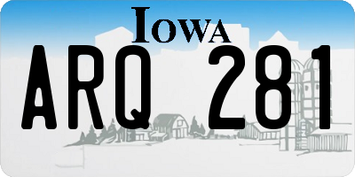 IA license plate ARQ281