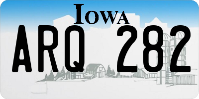 IA license plate ARQ282