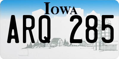 IA license plate ARQ285