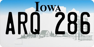 IA license plate ARQ286