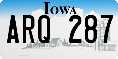 IA license plate ARQ287