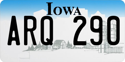 IA license plate ARQ290