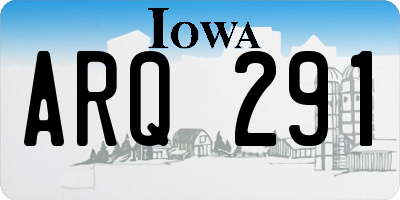 IA license plate ARQ291