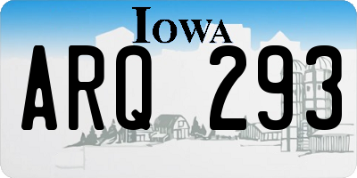 IA license plate ARQ293