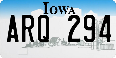 IA license plate ARQ294