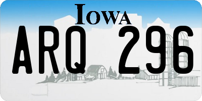 IA license plate ARQ296