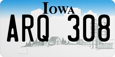 IA license plate ARQ308