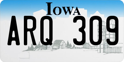 IA license plate ARQ309