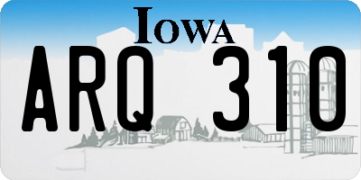 IA license plate ARQ310