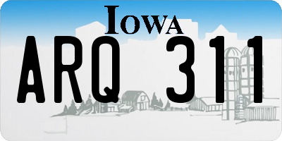 IA license plate ARQ311