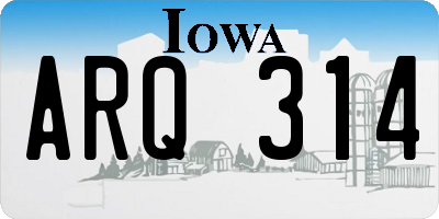 IA license plate ARQ314