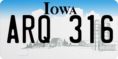 IA license plate ARQ316