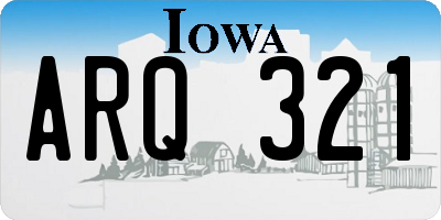 IA license plate ARQ321