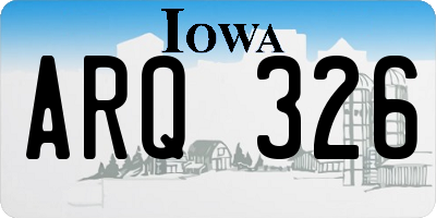 IA license plate ARQ326