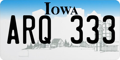 IA license plate ARQ333