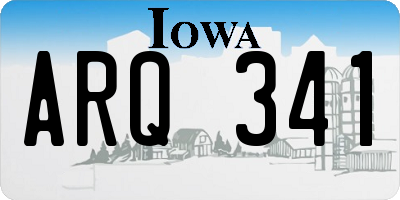 IA license plate ARQ341