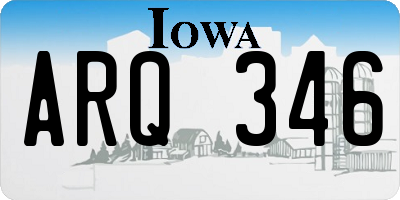 IA license plate ARQ346