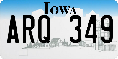 IA license plate ARQ349