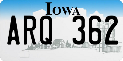 IA license plate ARQ362