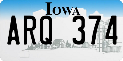 IA license plate ARQ374
