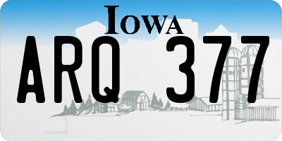 IA license plate ARQ377