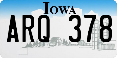 IA license plate ARQ378