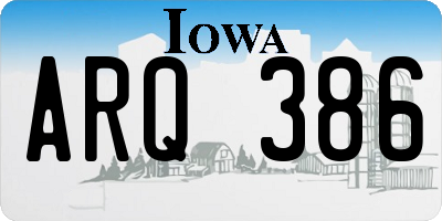 IA license plate ARQ386