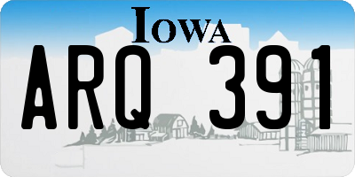IA license plate ARQ391