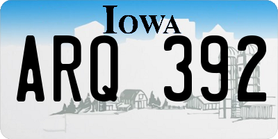 IA license plate ARQ392