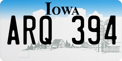 IA license plate ARQ394