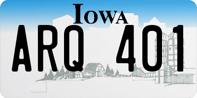 IA license plate ARQ401