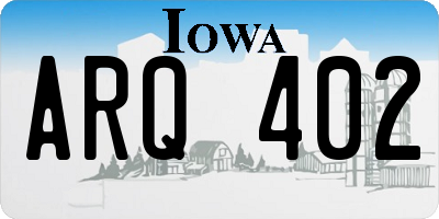 IA license plate ARQ402