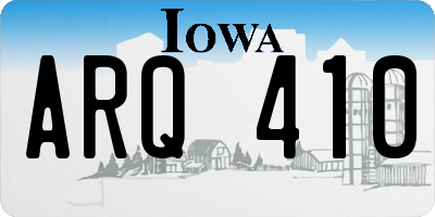 IA license plate ARQ410