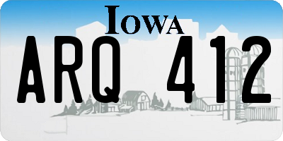 IA license plate ARQ412