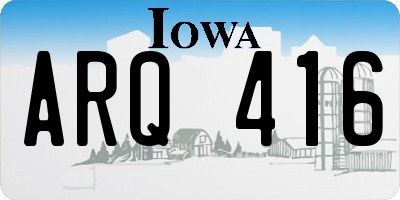 IA license plate ARQ416