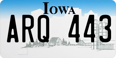 IA license plate ARQ443