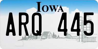 IA license plate ARQ445