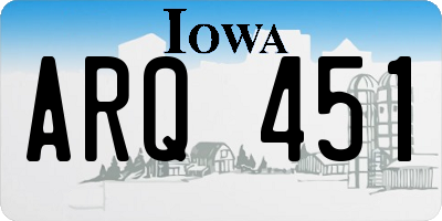 IA license plate ARQ451