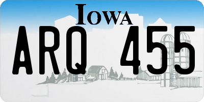 IA license plate ARQ455