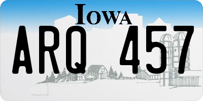 IA license plate ARQ457