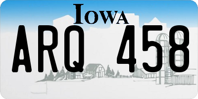IA license plate ARQ458